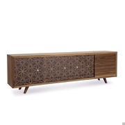 Credenza moderna Granada in noce canaletto - modello a 3 ante battenti e 3 cassetti cm 250 h.77 con piedini