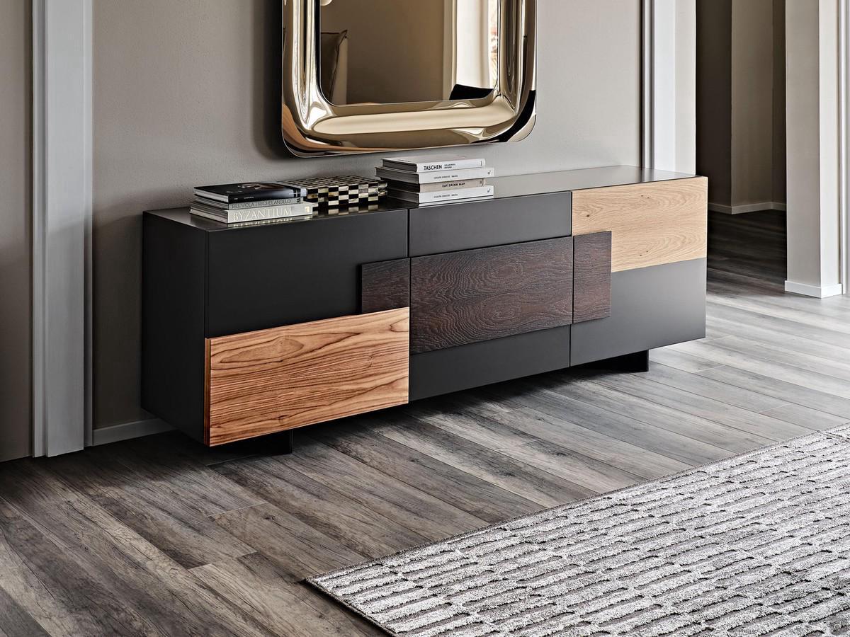 Credenza con inserti in legno Torino, modello con tre ante battenti - ideale in un soggiorno
