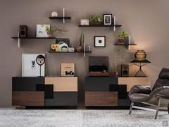 Credenza con inserti in legno Torino, modello con due ante battenti