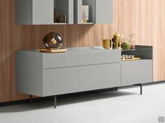 Credenza Kaen in finitura laccato opaco Ghiaia