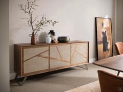 Credenza bassa moderna Palmar con inserto ante Texture Natura Beige: struttura e ante in Noce