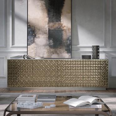 Credenza di design in vetro bronzo specchiato Amira