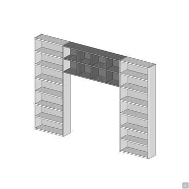 Libreria Almond Ponte con elemento cm 177 di due vani altezza (cm 75,1)