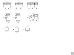 Modularità disponibili per il divano Shirley: elementi centrali, chaise longue, penisola inclinata, pouf