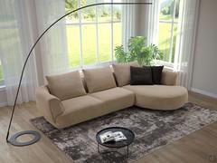 Divano moderno con penisola curva Galway composto da terminale 195 cm e chaise longue 133 x 178 cm