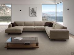 Divano Raymond qui proposto in una composizione angolare di grandi dimensioni con chaise longue