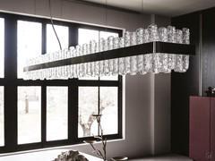 Lampada a sospensione rettangolare in vetro Phoenix di Cattelan con elementi lavorati a mano