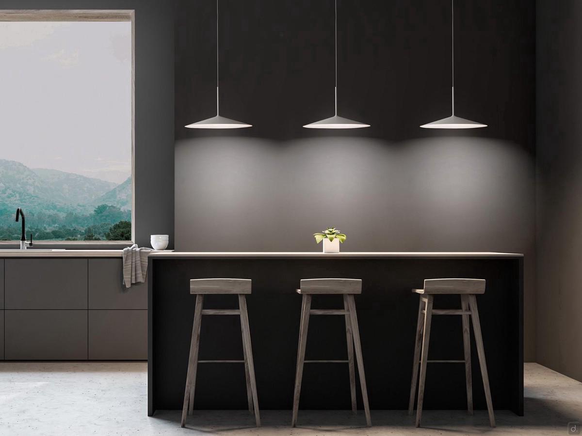 Lampadario moderno per cucina o soggiorno Poe Plus, sospensioni grandi in metallo bianco