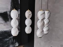 Lampada a sospensione vetro soffiato Zanziball di Cattelan. Paralume in vetro soffiato bianco stondato