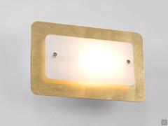 Applique Jolly in metallo con foglia oro, con diffusore frontale in vetro sabbiato