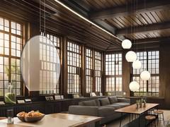 Composizione del lighting tramite accostamento dei modelli disponibili, qui mostrati nella versione singola e a grappolo da 5 diffusori