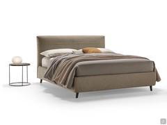 Letto imbottito in tessuto Morgan con giroletto h.25 cm sollevato da terra e con box contenitore