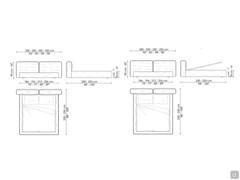 Letto imbottito in soffice piuma Fluff: schema dimensionale dei modelli con e senza box contenitore