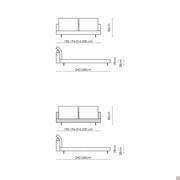 Letto matrimoniale Owen di Bonaldo - versione con rivestimento liscio e trapuntato