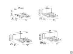 Schemi e dimensioni del letto Master nelle quattro varianti con piano rete da 140 x 200