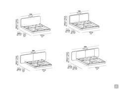 Schemi e dimensioni del letto Master nelle quattro varianti con piano rete da 170 x 200