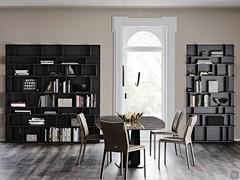 Libreria Wally laccata goffrata graphite: una particolare soluzione che mostra la versatilità del programma a livello compositivo