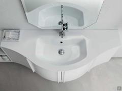 Consolle lavabo sagomata in mineralguss bianco