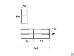 Mobile bagno con top e vasca in gres N114 - schema dimensioni