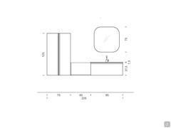 Composizione bagno N121 - dimensioni specifiche dei singoli elementi e larghezza totale