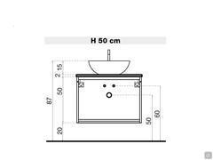 Esempio di posizionamento degli scarichi sulla base portalavabo h.50 cm