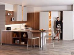 Cucina bicolore moderna tortora e legno Plan Rift 01