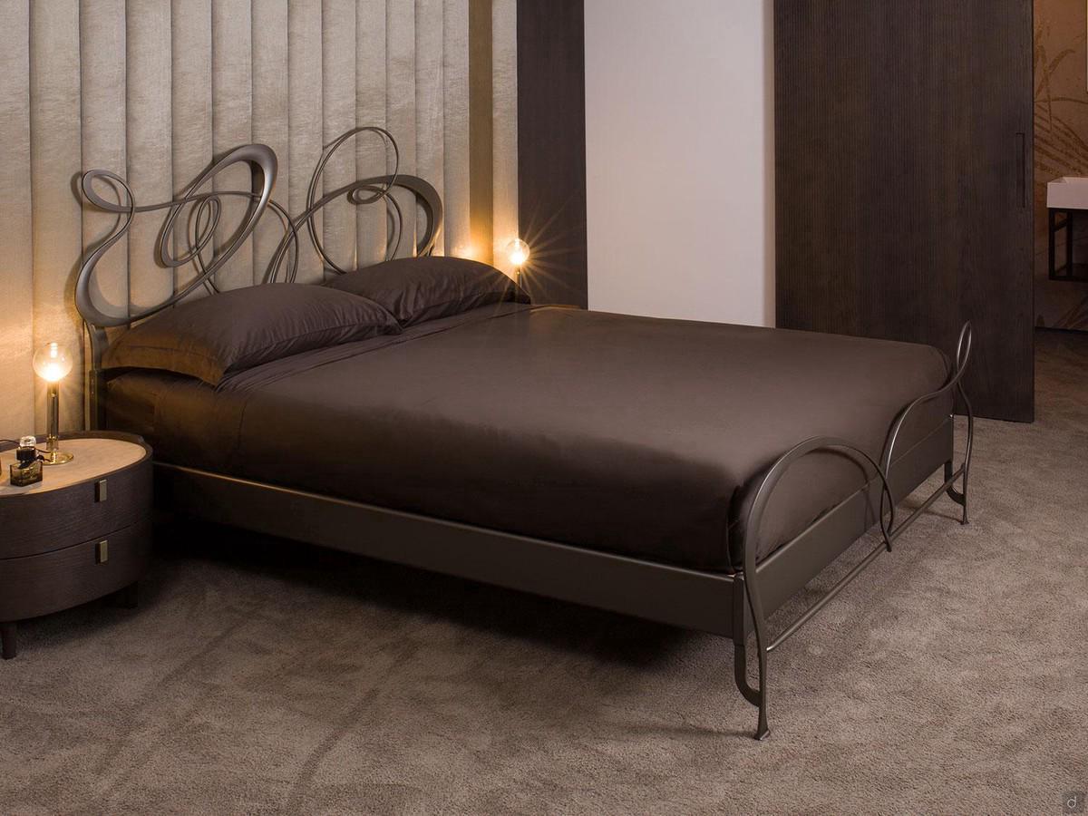 Letto matrimoniale Ghirigori outlet di Cantori in ferro battuto metallizzato 1F