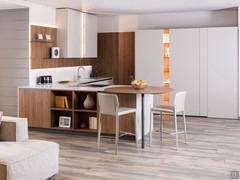Cucina bicolore moderna tortora e legno Plan 01 outlet