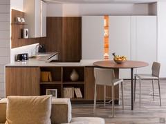 Cucina bicolore moderna tortora e legno Plan 01 outlet