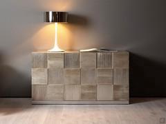 Credenza moderna di design Penny outlet con lavorazione foglia argento