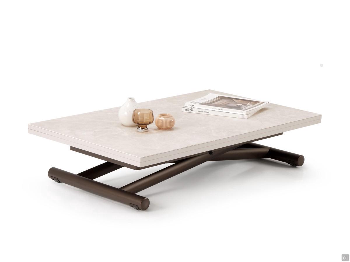 Tavolino Bento outlet con piano in ceramica opaca e struttura in metallo verniciato