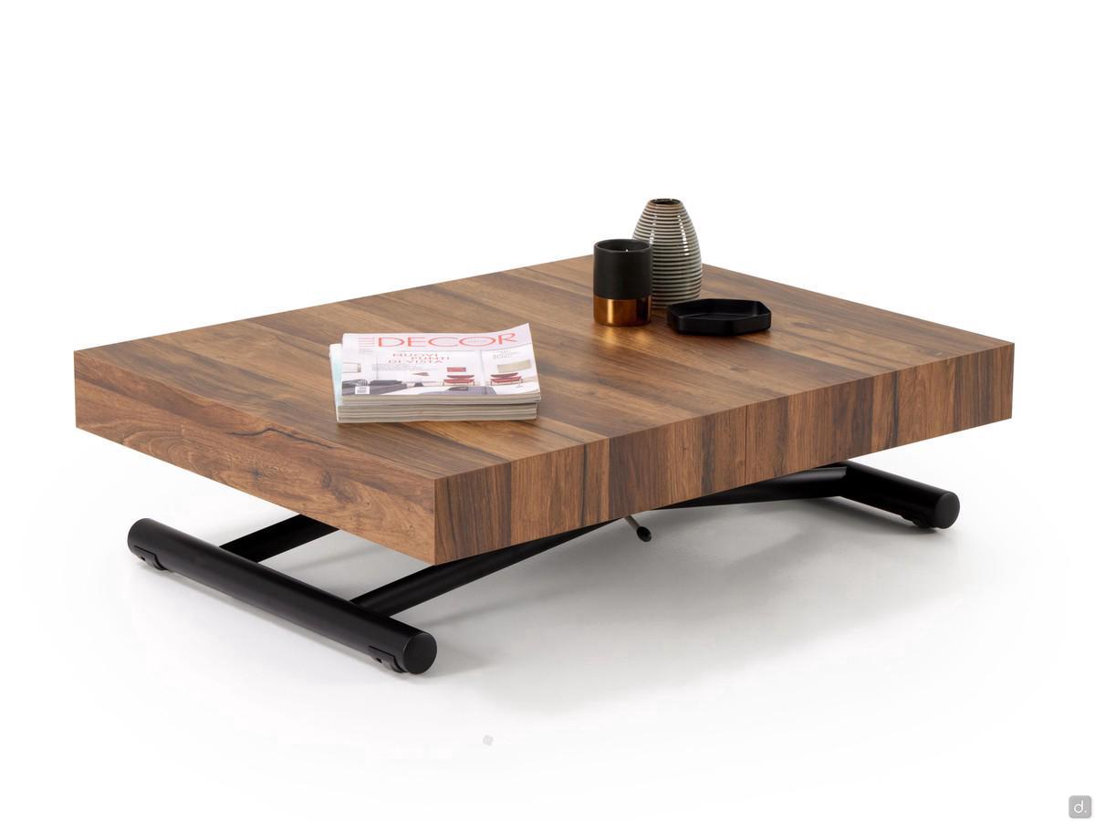 Tavolino trasformabile in tavolo Lucas outlet con piano in nobilitato Rovere e struttura in metallo verniciato