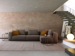 Divano angolare Paros outlet con quattro cuscini di schienale e comprensivo di tre cuscini decorativi