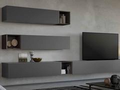 Elegante contrasto materico offerto dagli elementi a giorno in legno rovere vissuto E27 Carbon