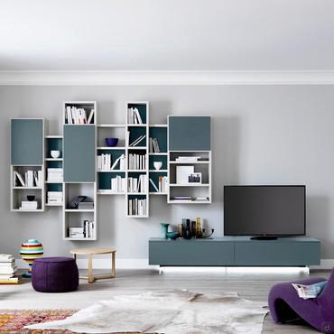 Parete attrezzata con libreria sospesa Way 17