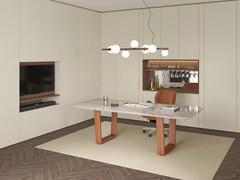 Mobile bar per soggiorno moderno Lounge - elegante zona home-office con tavolo Dart e lampada Planeta