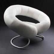 Poltrona dal design moderno Polis con base fissa laccata bianca
