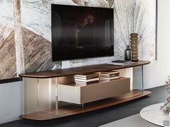 Mobile porta tv in legno alto cm 60 Altavista di Cattelan - contenitore a ribalta e vani a giorno offrono una buona capacità contenitiva interna, e d'appoggio esterna