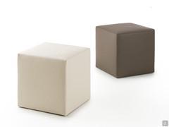 Coppia di pouf quadrati Cherie rivestiti in pelle