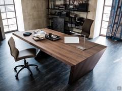 Scrivania Nasdaq con piano in legno massello, finitura Noce Canaletto