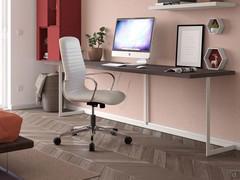 Sedia home-office monoscocca Mark con braccioli fissi in alluminio (base con colonna e ruote cromate)