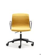 Sedia home-office imbottita e trapuntata Mark, con braccioli sottili in tubolare di metallo