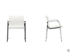 Sedia da ufficio Mark con struttura a 4 gambe e braccioli in alluminio lucido