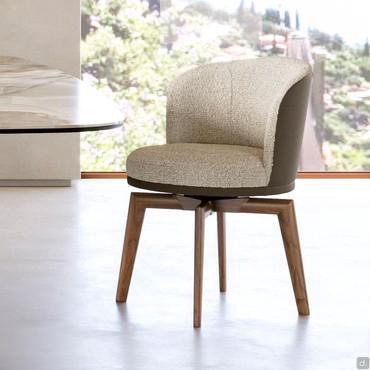 Sedia imbottita con base girevole in legno Piper