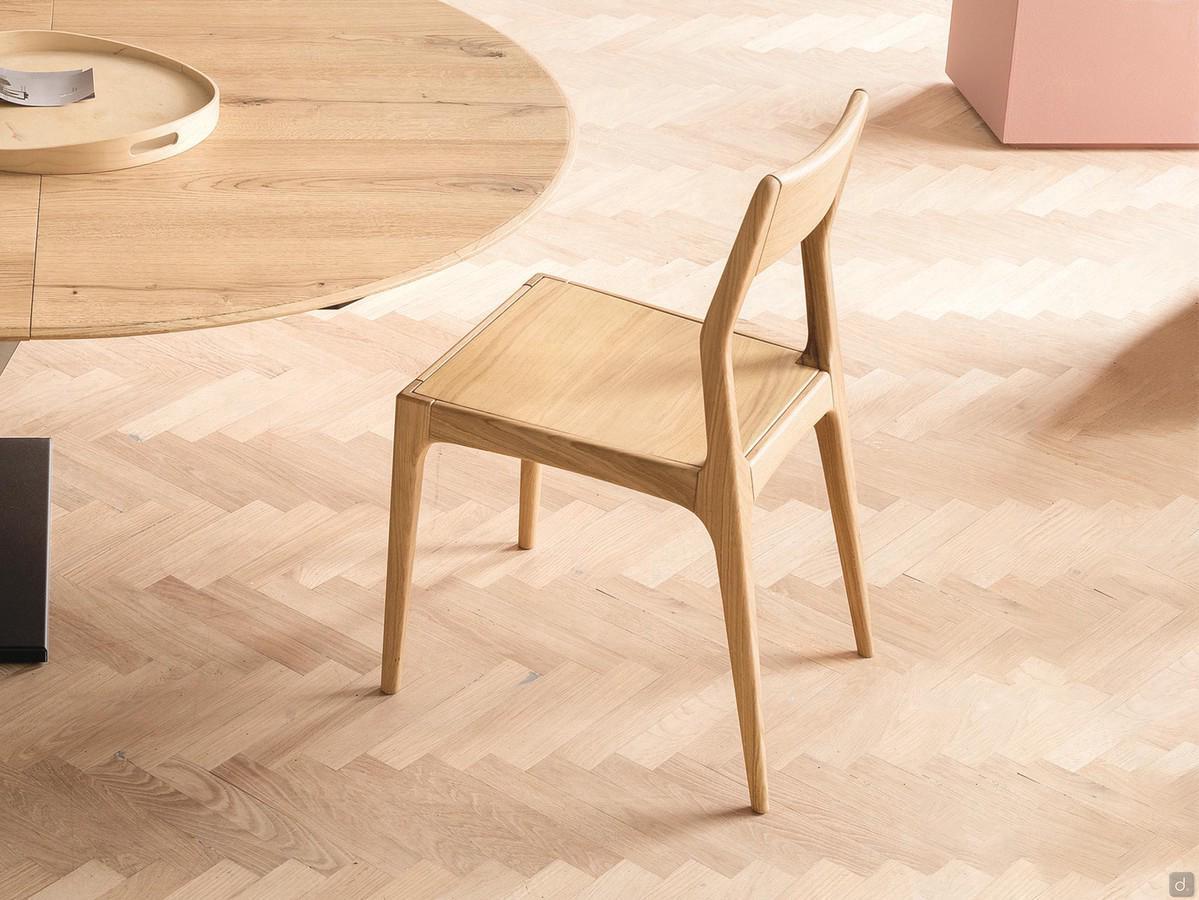 Sedia da pranzo in legno Paloma - nella finitura rovere Alaska con piano tavolo coordinato