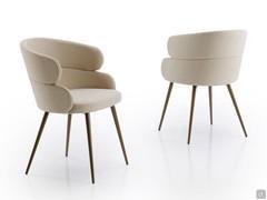 Coppia di poltroncine a pozzetto Diane, con seduta e schienale interamente rivestiti in tessuto e quattro gambe sottili in metallo verniciato