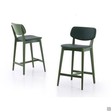 Sgabello alto con quattro gambe in legno Chloe Wood
