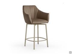 Sgabello Gladys nella versione con base a 4 gambe in metallo, fissa o girevole autocentrante, con altezza di seduta h.65 cm per piano cucina
