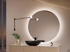 Specchiera da bagno rotonda Circle con retroilluminazione Led, importante diametro di 120 cm