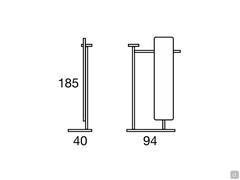 Specchio da terra con appendiabiti, portaoggetti e struttura in metallo laccato - Dimensioni